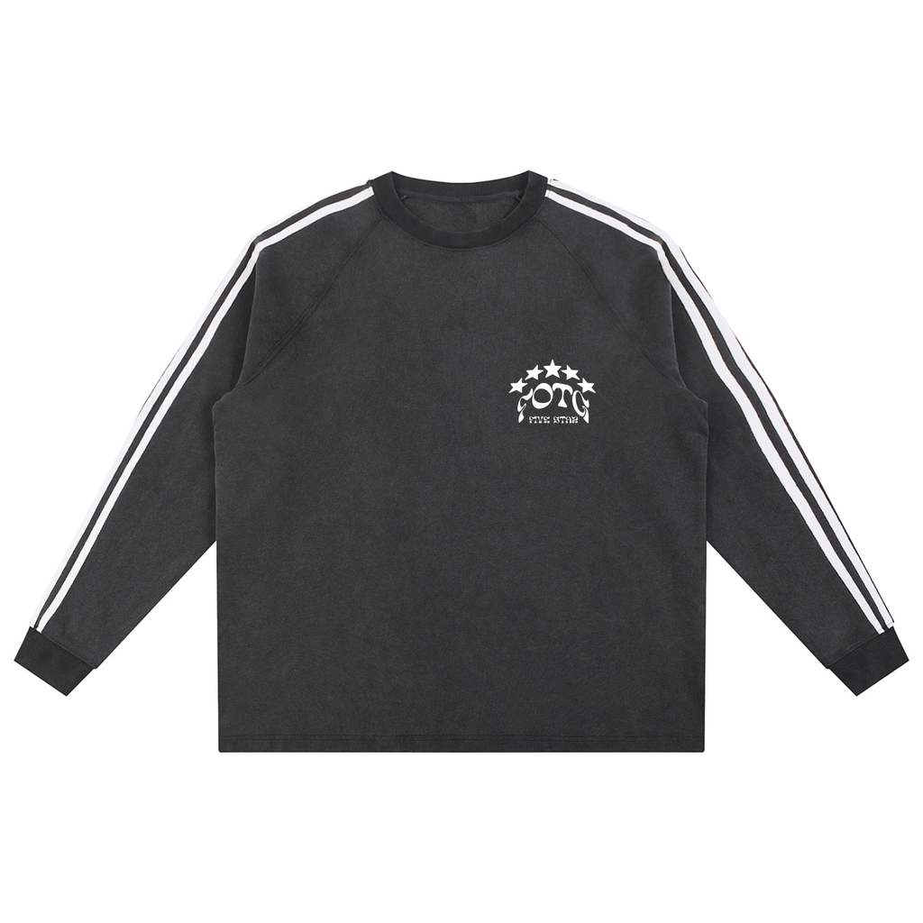Snow Washed Contrast Tape Sweatshirt
