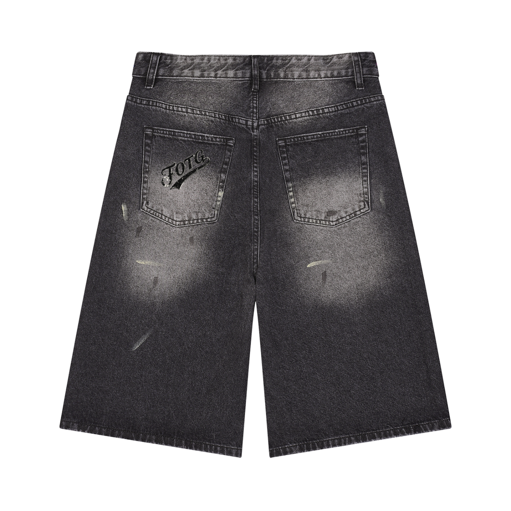 Washed Paint Denim Shorts